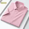 Camisa Masculina de Qualidade Verão Manga Curta Algodão Linho Stretch Resistente a Amassados Não Precisa Passar Cardigã Roupa Profissional para Trabalho Camisa Masculina