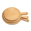 Plato Redondo de Madera para Pizza Plato de Madera Plato para Comida Occidental Plato para Bistec Tabla de Cortar Pizza Tabla de Pizza de Madera Maciza Bandeja