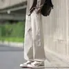 Calça Casual Tanque Zhe Primavera e Outono Versátil para Exterior Solta de Perna Reta Juventude Cordão Esportiva Caimento Calça de Perna Larga Masculina