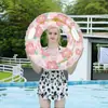 Producto Nuevo de Verano Anillo de Natación Inflable para Bebés y Niños con Dibujos Animados, Ecológico, Engrosado con Asa, Girasol con Lentejuelas, Anillo Flotante Inflable