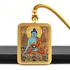 Tangka de Acero de Titanio Dorado Pintado a Mano Parcial, Tara Verde, Tara Blanca, Buda de la Medicina Tangka, Amuleto de Buda Portátil, Productos Culturales y Creativos de Templos