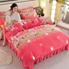 Conjunto de Quatro Peças de Lã de Leite Espessa e Quente Alta Gramatura Flanela Coral Fleece Lençol de Cama Capa de Edredom Conjunto de Três Peças Roupa de Cama