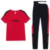 608# Conjunto deportivo para mujer 2022 verano Nuevo holgado estudiante manga corta estampado moda para correr casual traje de dos piezas