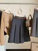 Saia Plissada de Cintura Alta Estilo Coreano Estilo Academia Feminina Outono Nova Chegada Emagrecedora Versátil Moda Trabalho Saia de Lã Linha A