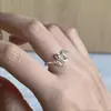 Anillo Nuevo de Plata 925 de Moda para Mujer, Simple y Versátil, Apilable, Anillo Abierto Ajustable, Anillo para Dedo Índice Estilo Ins de Celebridad de Internet