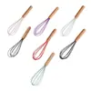 Batidor de Huevos de Madera de Mango Colorido Portátil de Silicona Batidora de Crema Batidor Manual Multifuncional para Mezclar Líquidos