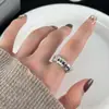 Anillo de Diamante Cepillado Calado Estilo Lujo Ligero, Diseño Vintage de Segunda Mano, Apertura de Anillo Ondulada, Anillo Ajustable