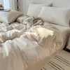 Modelo Nuevo 2026 Seda de Hielo Lavada Color Sólido Doble Cara Lujoso Artículo Individual y Juego de Ropa de Cama con Funda Nórdica, Sábana Plana y Sábana Ajustable