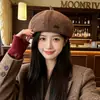 Nuevo gorro boina de lana con letra, sombrero de pintor moderno, cómodo y cálido para otoño e invierno, gorra retro artística para mujer con un ambiente artístico