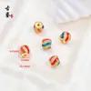 Cuentas espaciadoras de esmalte de alta retención de color con incrustaciones de diamantes y cuentas de colores con goteo de aceite para cuentas superiores y de cintura, accesorios culturales de juego DIY, para pulseras de Bodhi de Estrella y Luna