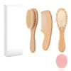Set de Cepillo y Peine para Bebé Más Vendido en Amazon Cepillo para el Cabello de Recién Nacido con Cerdas Suaves, Cepillo de Pelo de Cabra Natural