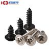 Tornillo autorroscante de cabeza cruzada PWA dura de zinc negro niquelado con arandela, tornillo pequeño electrónico autorroscante de mesón M1.7-M4