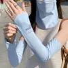 Luvas de Proteção Solar de Gelo para Verão ao Ar Livre, Luvas Estendidas de Seda Gelada e Nylon Anti-UV, Véu de Sombreamento Refrescante para Ciclismo