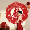 Recorte de Papel Caractere Dupla Felicidade Estilo Chinês Extra Grande Decoração para Quarto de Casamento, Roupão de Noiva para Vestir, Adereços para Fotos de Noivado Dragão e Fênix