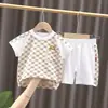 Moda Infantil Casual Coreana Bebé Camiseta Estampada de Dibujos Animados Traje de Manga Corta Traje de Manga Corta de Comercio Exterior Coreano Moderno