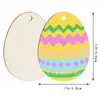 Viruta de Madera de Huevo de Pascua en Blanco al por Mayor DIY Decoración de Pascua Viruta de Madera Pintura Colgante de Decoración para Fiesta en Casa