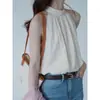 Foto Real de Chaleco sin Mangas de Cuello Halter para Mujer en Verano Estilo Francés Ajustado Sexy Suave Corto Hombros Descubiertos Tirantes Top