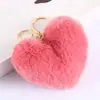 Llavero de Bola de Peluche Arcoíris Llavero con Borla en Forma de Corazón Grande para Mujeres Colgante para Coche Bolso Joyería de Moda