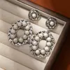 Pendientes de Flor Hueca Turquesa Transfronterizos Europeos y Americanos Pendientes de Estilo Étnico Retro de Alta Gama Joyería Exagerada para Orejas de Mujer