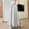 Vestido Tutú de Capullo de Flor Azul para Mujer Verano Delgado 2025 Nuevo Estilo Coreano Cintura Alta Adelgazante Seda de Hielo Linterna Falda de Longitud Media