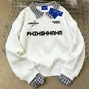 Moletom Patchwork de Gola Polo Falsa Dupla Face Estilo Preguiçoso e Relaxado Versátil para Mulheres, Blusa Casual Solta Estilo Coreano para Outono e Inverno