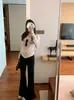 E go studi calça casual versátil de microfleece canelado espesso e leve para afinar a cintura, calça de moletom de perna larga para homens e mulheres