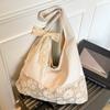 Diseño Estilo Vacaciones de Verano Bolsa de Playa de Gran Capacidad Bolso de Axila de Lona con Encaje Nicho Bolso Tote de Hombro con Flores para Mujer