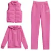 Colete de outono e inverno da mãe Conjunto de três peças Forrado de lã de meia-idade e idoso Roupa esportiva espessa Casaco de inverno à prova de frio feminino Novo