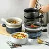 Tigela criativa de cabo único Alça de cerâmica Tigela Tigela para assar arroz assado tigela para assar tigela para macarrão instantâneo louça doméstica tigela de café da manhã tigela de salada