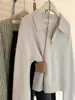 Suéter versátil de estilo coreano para mujer con cuello polo y media cremallera, 100% lana, para otoño e invierno, camiseta básica de punto gruesa para usar como capa exterior.