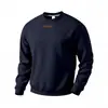Moletom casual masculino europeu e americano da Amazon, com corte solto, cor sólida, forro de fleece e gola redonda com logo de silicone