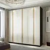 Yaxinge Estilo Lujo Ligero Armario a Medida con Panel E0 y Puertas de Gabinete, Personalización para Toda la Casa, Armario Combinado con Marco de Metal
