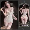 Lencería Erótica de Encaje Dorado Calado, Vestido de Borlas de Deseo Puro con Abertura en la Entrepierna, Tentación Sensual de Alta Gama para Mujeres Jóvenes