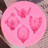 Molde de silicona para chocolate con fondant de 4 agujeros con relieve de gemas, herramientas de repostería occidentales, molde decorativo de silicona