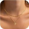Amazon Transfronterizo Nuevo Collar con Colgante de 26 Letras de Oro de 18K Cadena de Clavícula en Capas Moderna y Exquisita Juego de Dos Piezas para Mujer