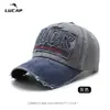 Boné Esportivo ao Ar Livre Masculino Lavado Vintage Hip Hop Tendência Versátil Aba Larga Proteção Solar Protetor Solar Boné Bico de Pato