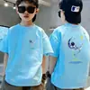 Camiseta de Moda de Verano 2026 para Niños, Manga Corta, Algodón Puro, Corte Holgado, Cuello Redondo, Top de Verano para Niños