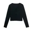 Cárdigan de punto de hilo de núcleo para mujer, nuevo estilo coreano, corte holgado, top cárdigan corto casual con cuello en V
