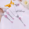 Collar de Borla de Lujo Ligero Diamante en Polvo Camelia Redean Rosa Aretes Largos Flor Anillo Traje Diamante Amarillo Mujer
