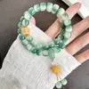 Pulseira de Raiz de Bodhi Verde com Padrões de Paisagem e Florais, Pulseira Empilhável para Mulheres, Contas Budistas de Semente de Bodhi para Segurar na Mão Estilo Chinês para Brincar e Meditação