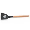 Cabo de Faia Utensílios de Cozinha de Silicone Conjunto de 12 Peças Cabo de Madeira Conjunto de Espátulas para Cozinhar Utensílios de Cozinha de Silicone Domésticos