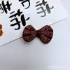 Acessórios DIY Flor de Cinco Pétalas Xadrez Vermelho Estilo Coreano Laço de Tecido Acessórios de Cabelo Semi-acabados Acessórios para Roupas