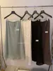 Saia Reta Verão Chá Verde Limão Estilo Coreano Simples Slim Fit Cintura Alta Fluida com Amarração para Mulheres 10598