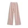 Traje de Raya Estilo Coreano para Mujer en Verano con Top Camisola Acolchado Ajustado + Pantalones Anchos Sueltos de Cintura Elástica