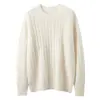 Suéter Tricô Cabo Cor Sólida Outono e Inverno Novo Tricotado Manga Longa Pulôver Camada Base Feminino Gola Redonda Espessado Caxemira
