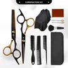 Dropshipping Transfronteiriço Conjunto de Tesouras para Cabeleireiro Aço Inoxidável Integrado Preto Dourado Tesouras de Barbeiro de Alta Qualidade Ferramentas de Corte de Cabelo Necessidades Diárias