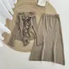 Conjunto de Top y Falda con Cuello de Encaje y Mangas de Campana para Mujer, Conjunto de Dos Piezas de Suéter de Punto Estilo Coreano de Otoño