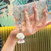 Chaveiro de Gato Doce de Resina 3D Flocado Desenho Animado Pingente de Bolsa Cordão para Celular Estojo para Fone de Ouvido Ccd