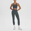 Top sin mangas Racerback de Alta Elasticidad Transpirable Agradable para la Piel Antishock para Yoga Deporte Correr Fitness Pantalones Largos de Cintura Alta Conjunto de Yoga