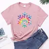 Venta al por mayor de fábrica suministro directo transfronterizo a Europa y Estados Unidos dulce color navideño copo de nieve algodón poliéster manga corta cuello redondo camiseta chaqueta